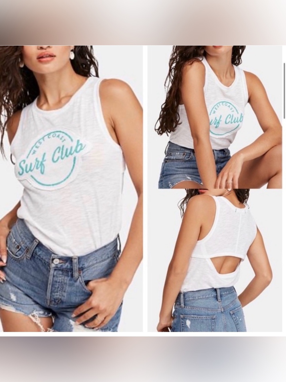 We The Free surf patch tank top size S